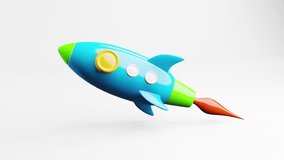 Animated Rocket Icon. 3D render motion graphics