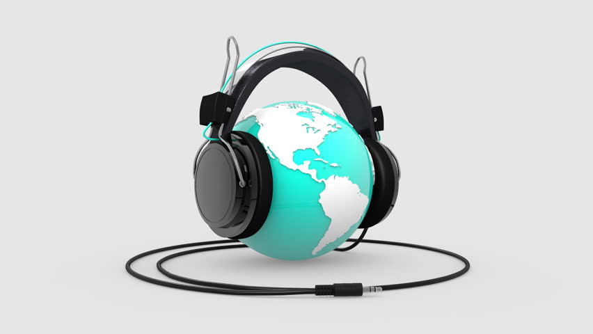 3D animation of Globe with headphones