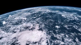 Earth from space. Time lapse of over the Earth seen from the ISS. Space exploration of planet Earth at night. Elements of this video furnished by NASA.