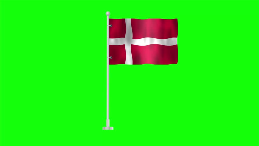 Denmark flag green screen animation