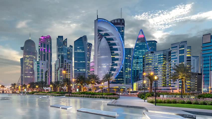 
panoramic view of the financial area and high-rise buildings area of ​​the city of Doha, Qatar