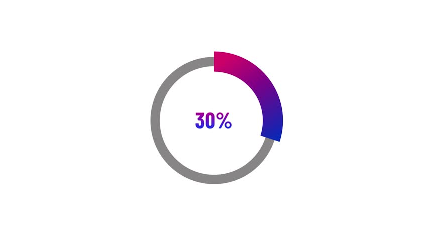 30% circle loading icon diagrams modern design animation background.