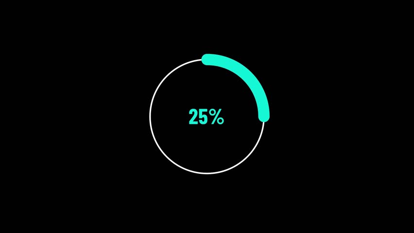 Abstract beautiful color 25% circle loading icon diagrams background 4k animation .