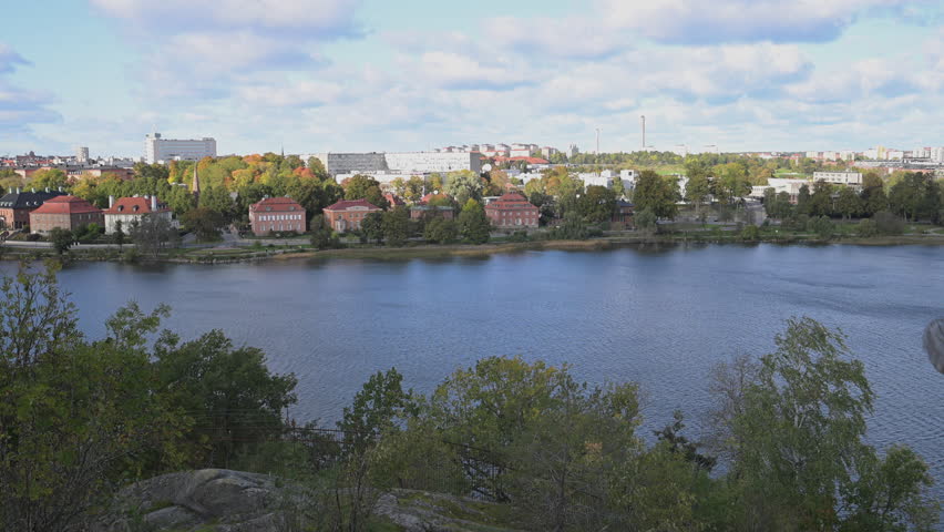 Picturesque view of the city of Stockholm, Sweden on a sunny day.