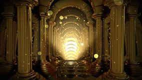 4k loop animation of golden tunnel for award videos