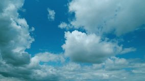Cumulus Cloud Cloudscape. Puffy Fluffy White Clouds. Nature Weather Blue Sky. Heaven.