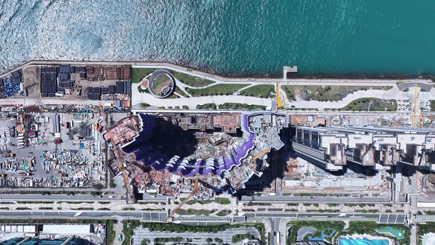 Kai Tak Construction Residential high-rise housing project along the seaside promenade near Victoria Harbour Hong Kong