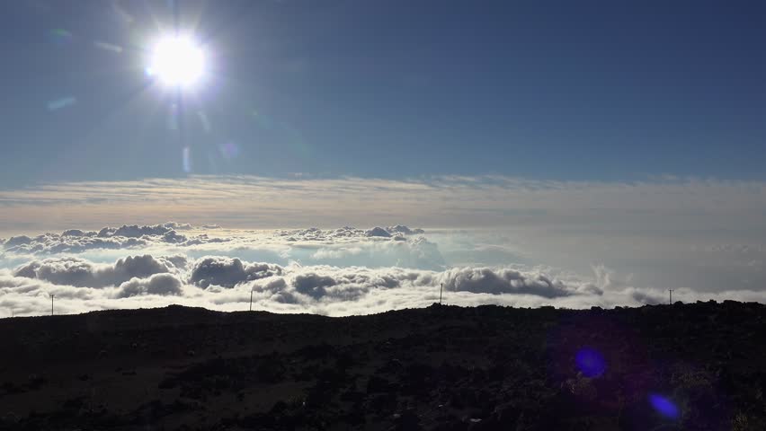 Scenic view  from the Visitor center of Haleakala NP at 9,740 feet. Maui, Hawaii, USA. 