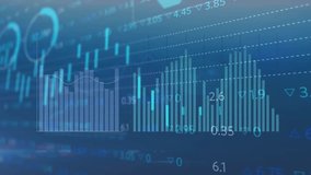 Animation of financial data processing over blue background. Global finance, business, connections, computing and data processing concept digitally generated video. - Powered by Shutterstock - Get 15% off with code: PIKWIZARD15
