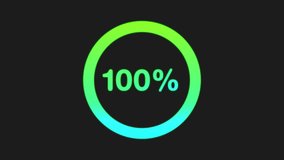 Circle percentage diagrams. Green neon glowing counter. Futuristic loading circle ring. Loading transfer download animation 0-100%. Alpha channel, 4K. - Powered by Shutterstock - Get 15% off with code: PIKWIZARD15