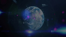 Animation of receiving files text over globe and processing data on dark background. Data, connection, processing, digital interface and global communication, digitally generated video. - Powered by Shutterstock - Get 15% off with code: PIKWIZARD15