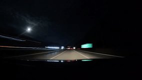 time lapse video of highway trafic on busy speedway, time warp video from action camera,light trails painting,shining cars travelling on a night dark road concept