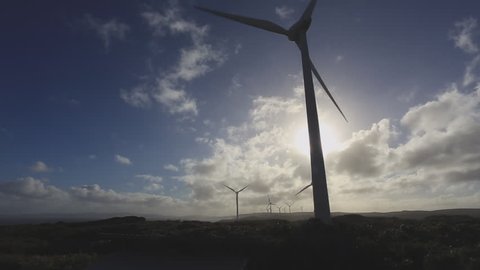 Late afternoon view of wind farm at Albany in Western Australia