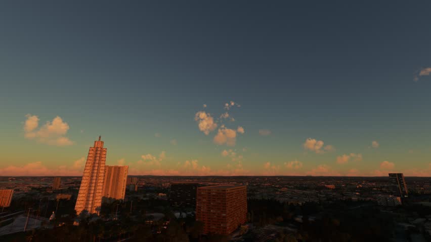 3D - Sunset aerial drone view of José Martí Memorial in Havana city. Cuba