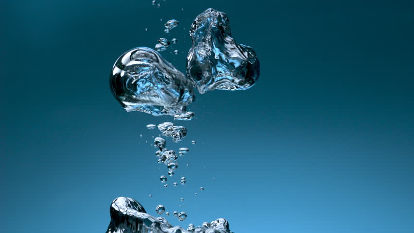 High speed shooting of natural clear mineral water bubbles