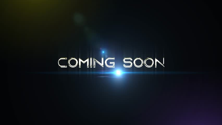 Coming Soon animation Text on black background. Tech style words. for Opening videos.