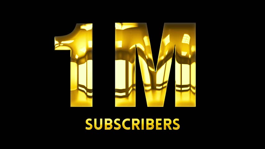 1 Million Subscribers text design with golden shine animation video