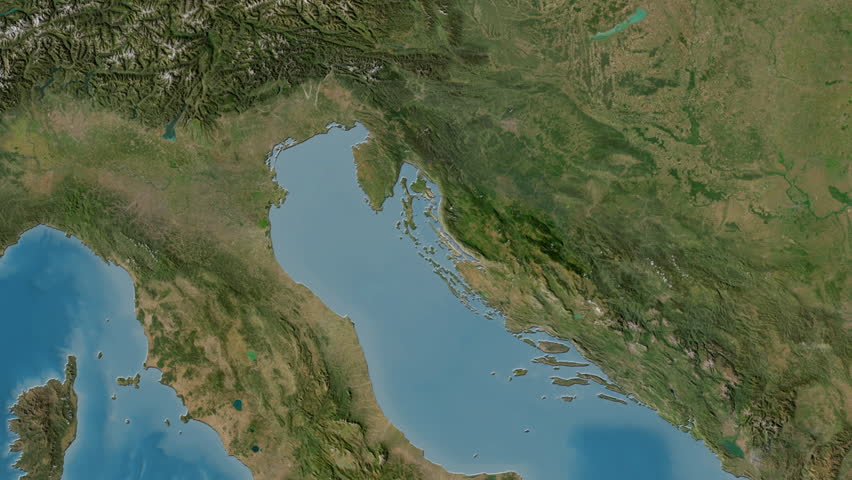 Croatia map - drive. Border. Satellite.