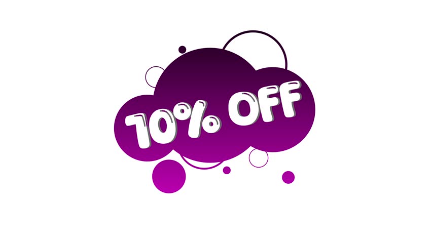 10% off word colorful bubble shape animated on white background.