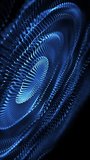 Vertical video - abstract technology motion background animation with a flowing blue fractal wave of glowing blue light beams. Shallow depth of field bokeh. Full HD and looping.