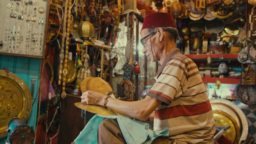 Morocco Man in a Store Engraving