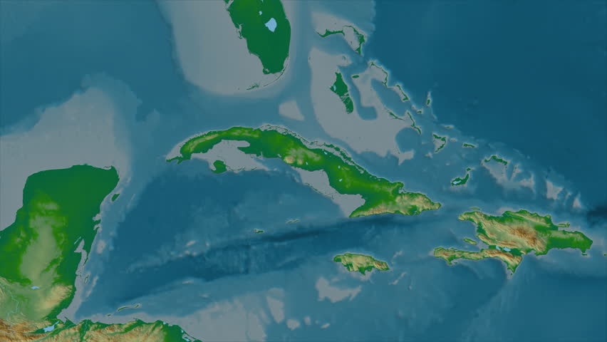 Cuba map - zoom. Border. Physical.