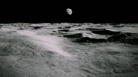 3D - View of planet Earth from the Moon surface. Travel through the lunar soil with craters - Powered by Shutterstock - Get 15% off with code: PIKWIZARD15