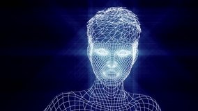 3D animation of attractive female mesh heads with grid texture. Realistic speaking motion and facial expressions. Ideal for tech, sci-fi, and digital concept projects. - Powered by Shutterstock - Get 15% off with code: PIKWIZARD15