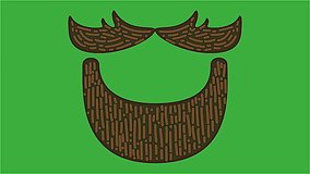 Video animation of a beard moving on a green screen background .