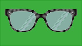 Video animation of a glasses moving on a green screen background