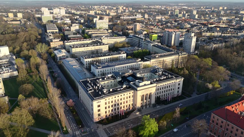Aerial view of AGH University of Krakow (Akademia Gorniczo-Hutnicza), Poland