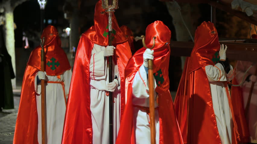 Traditional Spanish Holy Week procession. High quality 4k footage