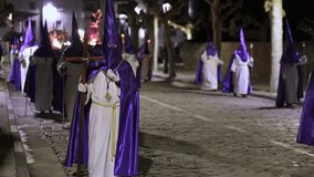 Traditional Spanish Holy Week procession. High quality 4k footage