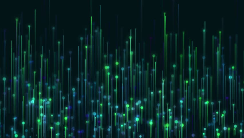 Abstract moving up light green particles background. green technology concept.