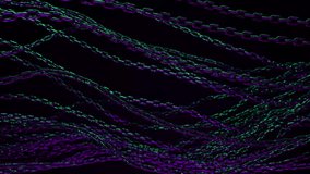 4K Abstract background with tangled chains. Shiny metallic texture, fashion intro. Neon flashes of light. Technology cyberspace. 3d animation - Powered by Shutterstock - Get 15% off with code: PIKWIZARD15