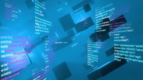 Animation of data processing over shapes moving. Technology and digital interface concept digitally generated video. - Powered by Shutterstock - Get 15% off with code: PIKWIZARD15