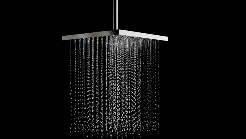 Closeup Macro slow motion Tunning Rain shower droplet water with alpha matte. front view. 3D animation . 4K