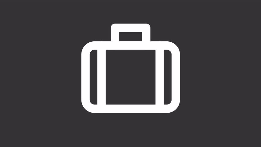Animated luggage white icon. Suitcase transformation line animation. Business travel. Hospitality service. Isolated illustration on dark background. Transition alpha video. Motion graphic Royalty-Free Stock Footage #3471267645