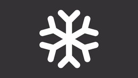 AC white line animation. Animated rotating snowflake icon. Climate control in room. Hotel amenities. Isolated illustration on dark background. Transition alpha video. Motion graphic