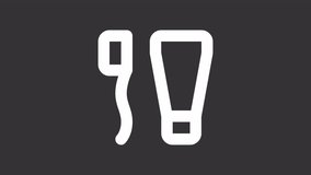 Animated toiletries white icon. Toothpaste and toothbrush line animation. Complimentary dental kit. Hotel amenity. Isolated illustration on dark background. Transition alpha video. Motion graphic - Powered by Shutterstock - Get 15% off with code: PIKWIZARD15