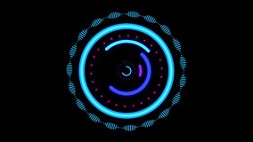 Futuristic circle interfaces with different glowing colors. 4k video animated