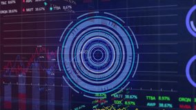 Animation of data processing and diagrams over scope scanning. Technology, business and digital interface concept digitally generated video. - Powered by Shutterstock - Get 15% off with code: PIKWIZARD15