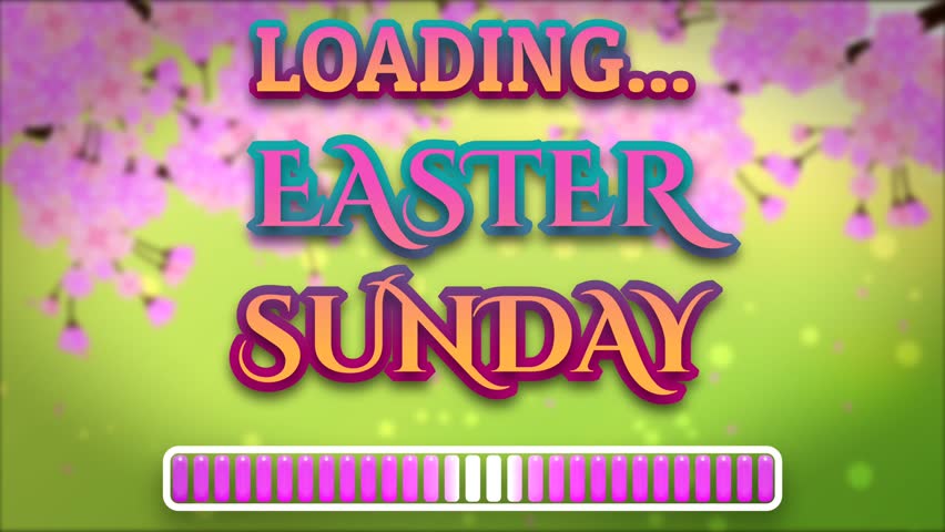Loading easter Sunday text on blur spring background. Easter Sunday loading concept with loading bar. Royalty-Free Stock Footage #3471324517