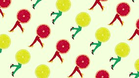 Stop motion, animation. Female legs in bright tights sticking out citrus, lemon and grapefruit. Sweet and sour cocktail. Concept of art, creativity, food, design, surrealism. Abstract creative design - Powered by Shutterstock - Get 15% off with code: PIKWIZARD15