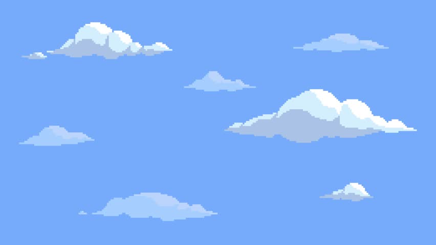 Pixel art clouds floating vertically on blue sky background. Seamless looping animation. Animated cartoon cloudscape. Royalty-Free Stock Footage #3471345209