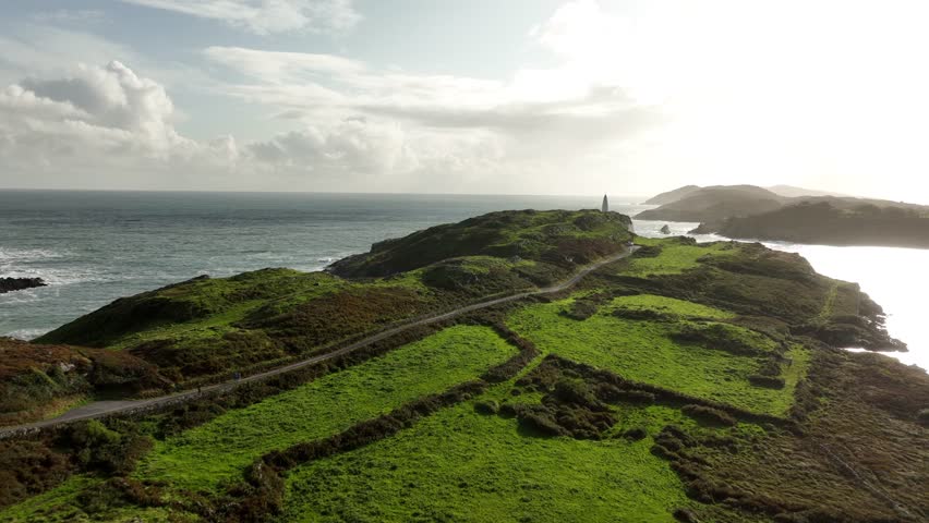 Aerial Footage of the Baltimore Beacon in County Cork, Ireland