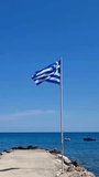 Greek flag and beautiful beach