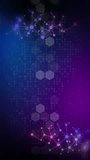 White scientific abstract purple background with copy space and colored molecular mesh. Animated science glowing screensaver. Looped motion graphics. Vertical video.