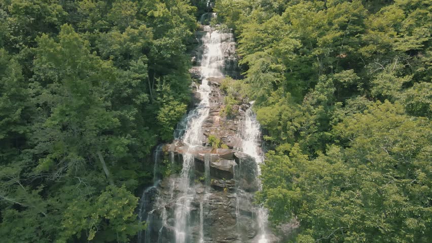 Close up drone footage of Amicalola Falls in Georgia