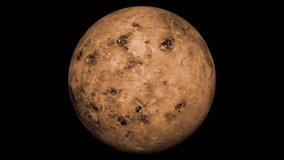 Venus Planet Loop 3D Animation in 60fps. Alpha Matte Channel Video.